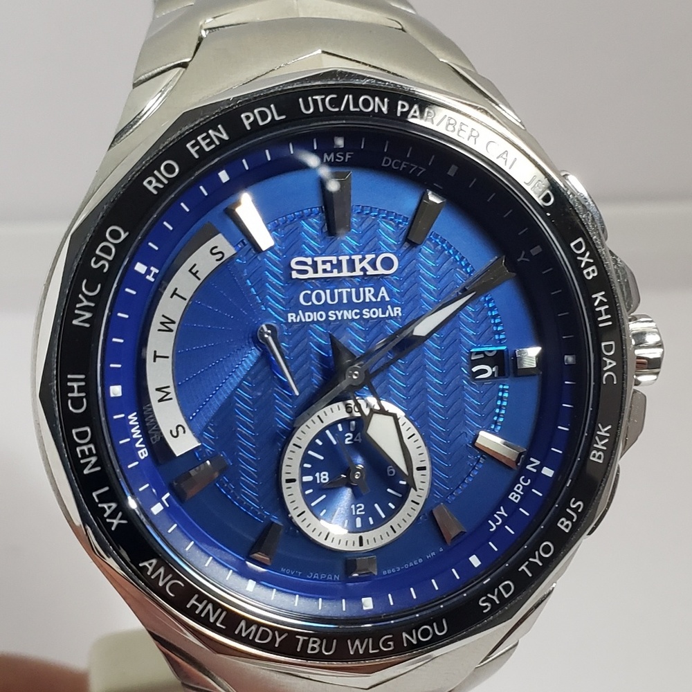 Seiko Men's Coutura Stainless Steel Radio Sync Sol